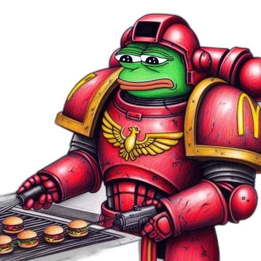 robot, food, concept art, photorealistic, pixel art, frog-like, character, pepe transparent PNG cut-out