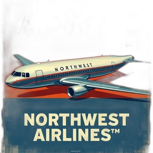 concept art, photorealistic, vintage-style, poster, featuring, logo, northwest, airlines transparent PNG cut-out