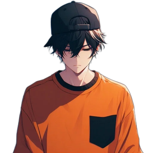 hat, jacket, face, staff, anime, pixel art, cartoon, concept art transparent PNG cut-out