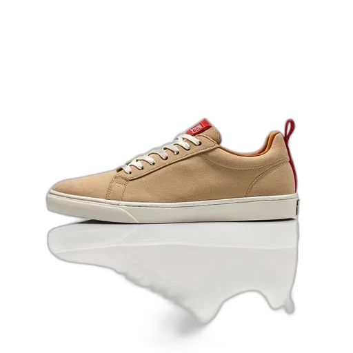 shoes, beige, sneaker, white, laces, red, tag, back transparent PNG cut-out