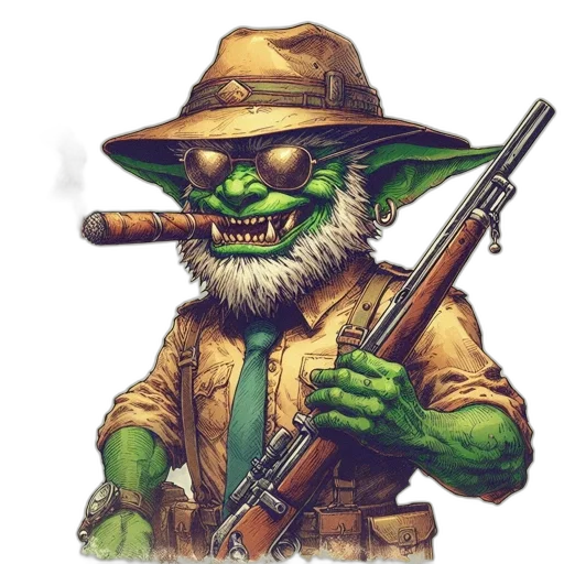 staff, weapon, animal, concept art, fantasy art, comic book art, pixel art, green-skinned transparent PNG cut-out