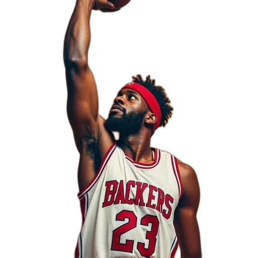 concept art, pixel art, 3d render, close-up, portrait, basketball, player, focused transparent PNG cut-out