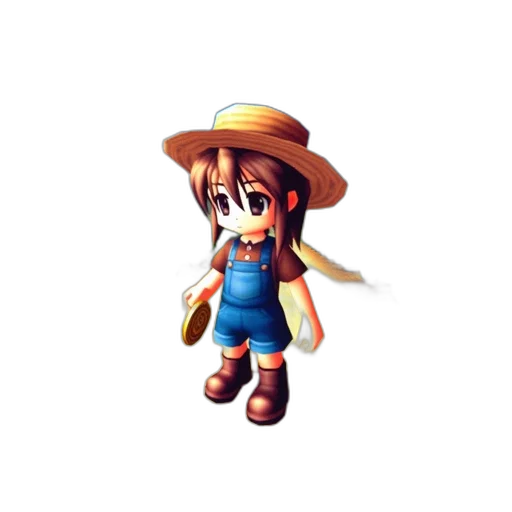 hat, staff, weapon, animal, pixel art, 3d render, concept art, cartoon transparent PNG cut-out
