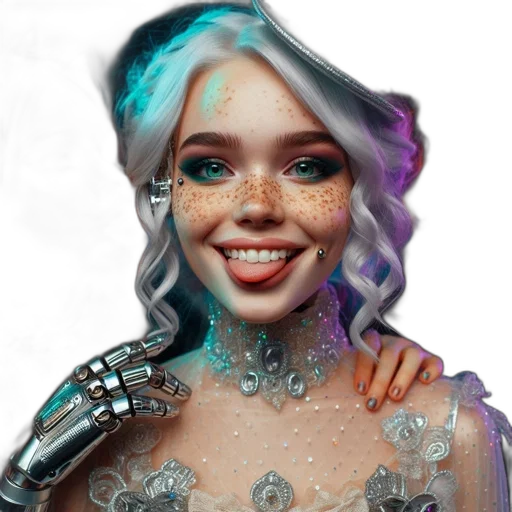 robot, face, creature, dress, fantasy art, concept art, 3d render, photorealistic transparent PNG cut-out
