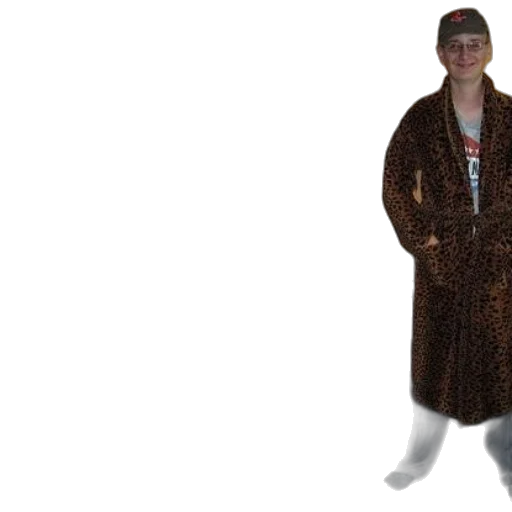 jacket, creature, animal, hat, man, leopard, print, robe transparent PNG cut-out