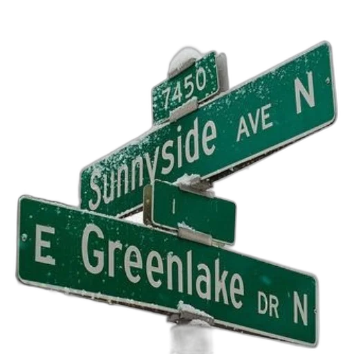 3d render, city street, snowy, street, sign, intersection, sunnyside, ave transparent PNG cut-out