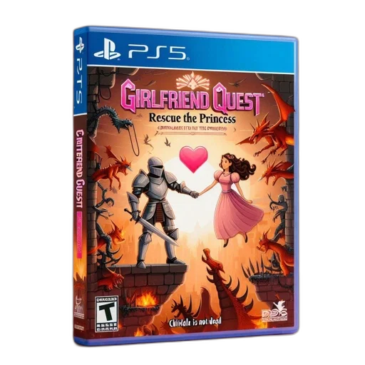 game, cover, girlfriend, quest, rescue, princess, knight, stands transparent PNG cut-out