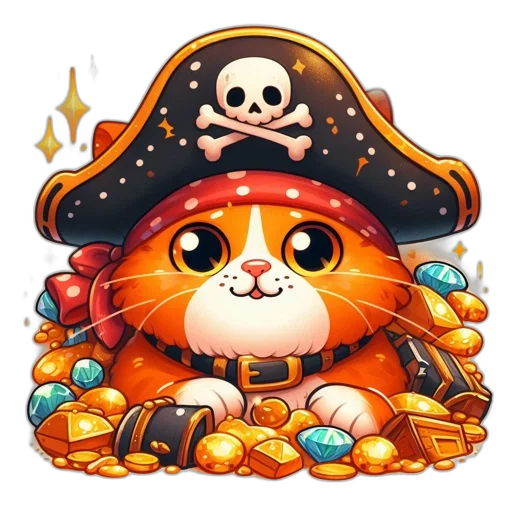 staff, concept art, pixel art, fantasy art, anthropomorphic, cat, wearing, pirate transparent PNG cut-out