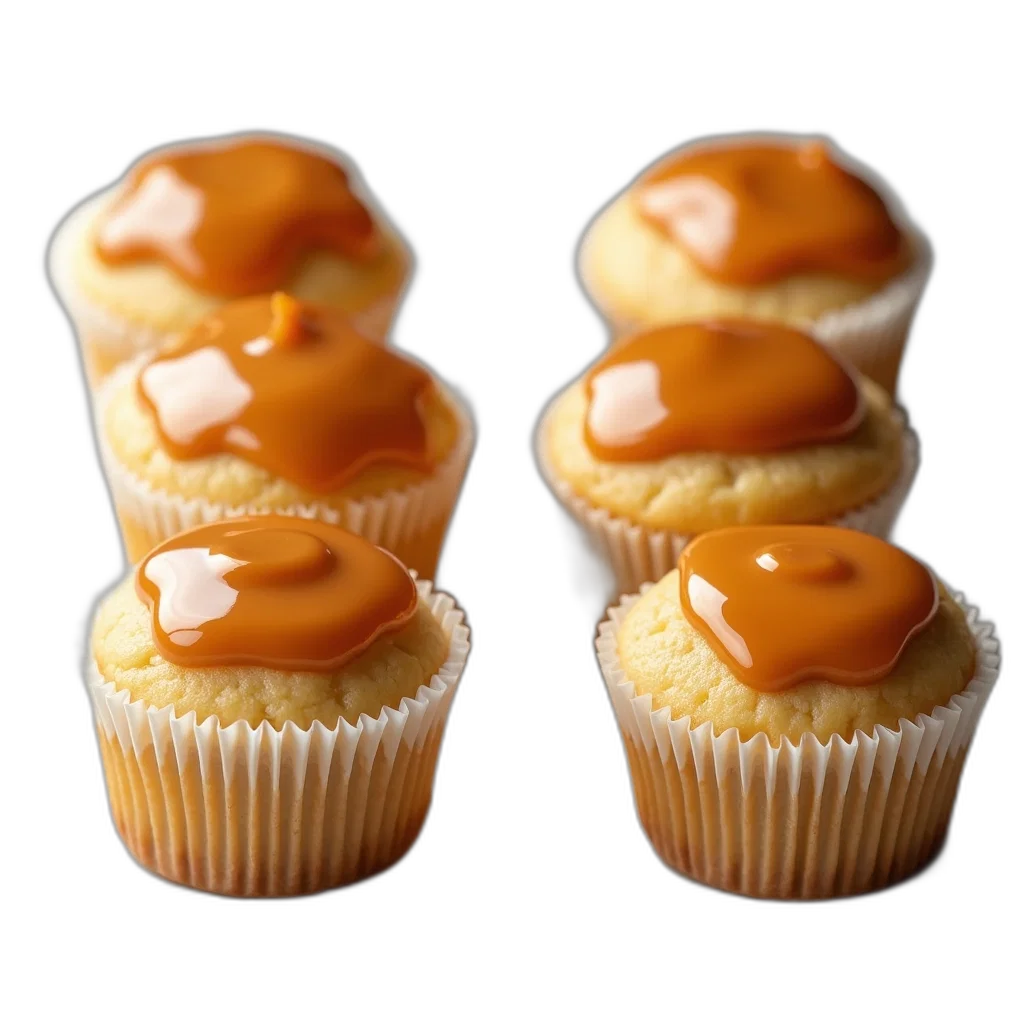 food, crown, 3d render, photorealistic, collection, six, cupcakes, glossy transparent PNG cut-out
