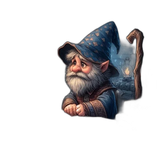 hat, staff, face, dragon, fantasy art, concept art, pixel art, photorealistic transparent PNG cut-out