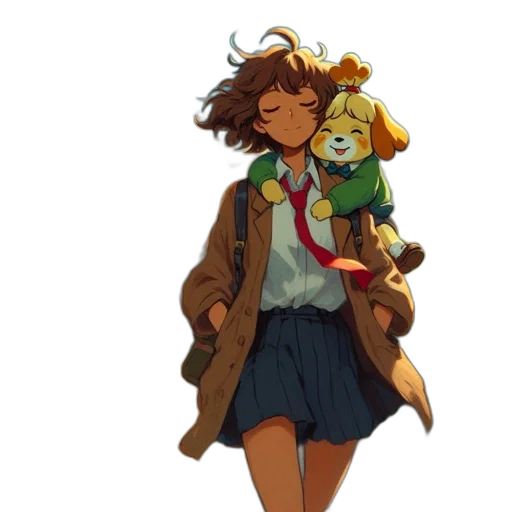 jacket, staff, crown, dress, concept art, pixel art, watercolor, anime transparent PNG cut-out