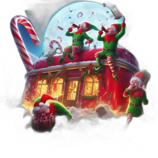 concept art, 3d render, fantasy art, snow, chaotic, winter, scene, festive transparent PNG cut-out