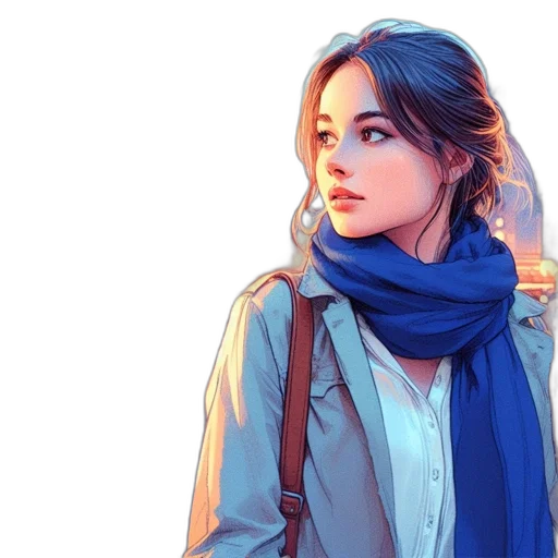 jacket, face, photorealistic, fantasy art, concept art, oil painting, neon lights, sunset transparent PNG cut-out