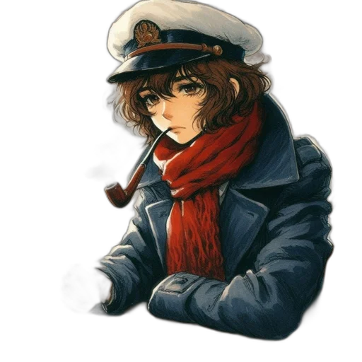 hat, jacket, staff, weapon, watercolor, anime, pixel art, concept art transparent PNG cut-out