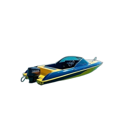 car, weapon, 3d render, concept art, blue, yellow, speedboat, black transparent PNG cut-out