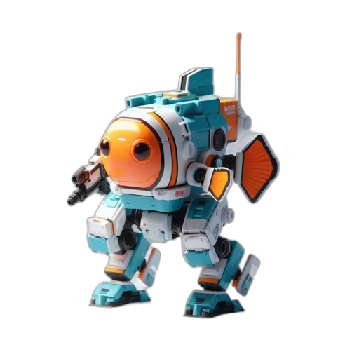 robot, weapon, staff, animal, concept art, 3d render, pixel art, outer space transparent PNG cut-out