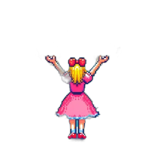 dress, robot, staff, creature, pixel art, 3d render, concept art, cartoon transparent PNG cut-out