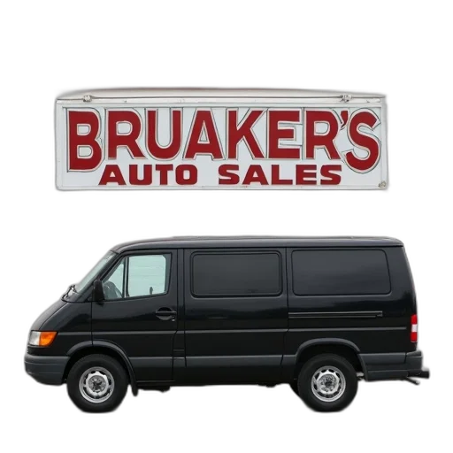 black, minivan, parked, front, building, bruaker, auto, sales transparent PNG cut-out