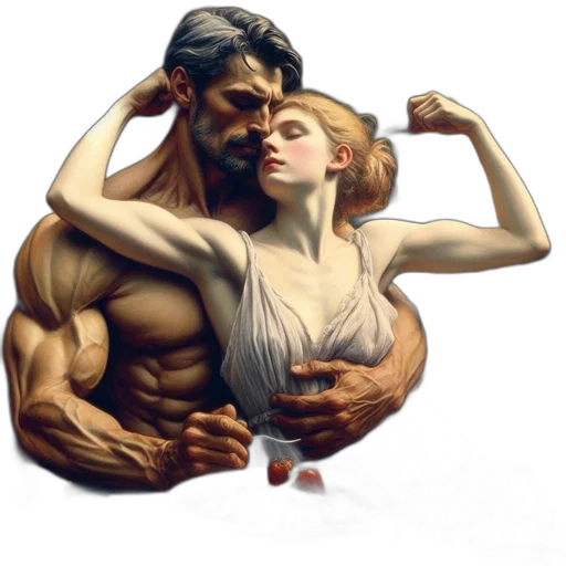 concept art, comic book art, fantasy art, photorealistic, intimate, scene, featuring, couple transparent PNG cut-out