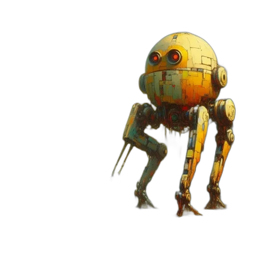 robot, creature, weapon, staff, concept art, 3d render, pixel art, cyberpunk transparent PNG cut-out