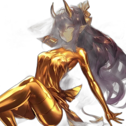 concept art, fantasy art, comic book art, anime, golden, dark, animated, character transparent PNG cut-out