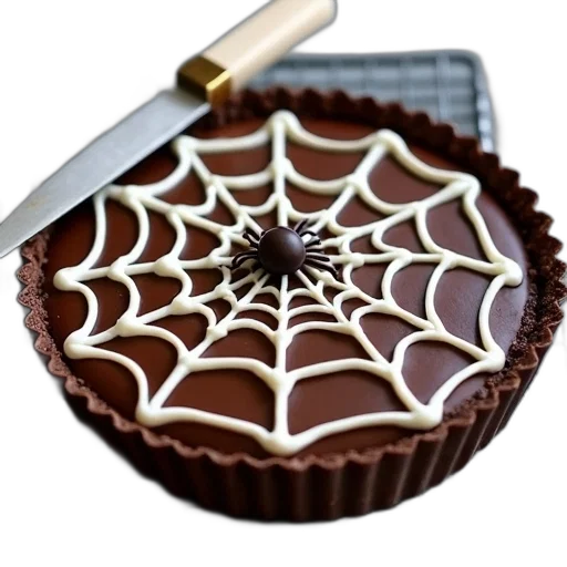 food, umbrella, 3d render, photorealistic, chocolate, tart, spider, web transparent PNG cut-out