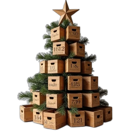 tree, christmas, calendar, advent, twelve, drawers transparent PNG cut-out