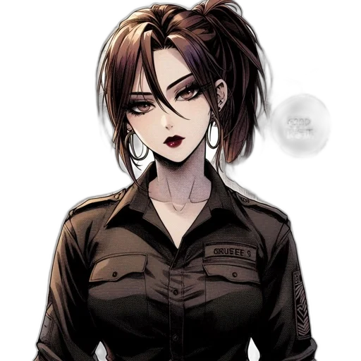 staff, jacket, face, cartoon, anime, pixel art, concept art, dark transparent PNG cut-out