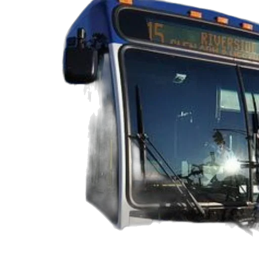 photorealistic, concept art, 3d render, blue, white, bus, route, number transparent PNG cut-out