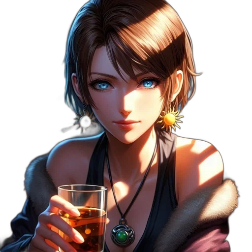 jewelry, face, dress, jacket, fantasy art, cyberpunk, anime, concept art transparent PNG cut-out