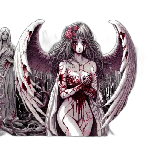 dress, fantasy art, concept art, comic book art, pixel art, dark, red, monochrome transparent PNG cut-out