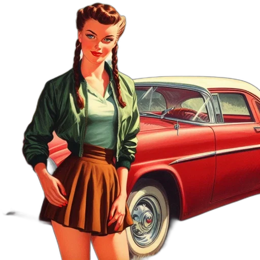 car, jacket, dress, photorealistic, comic book art, concept art, cartoon, neon lights transparent PNG cut-out