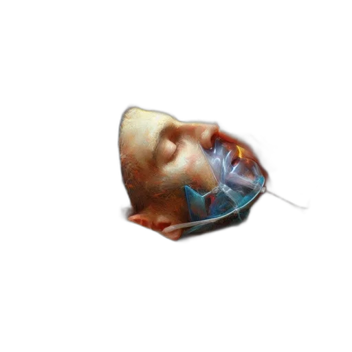 mask, face, staff, creature, photorealistic, 3d render, vaporwave, concept art transparent PNG cut-out