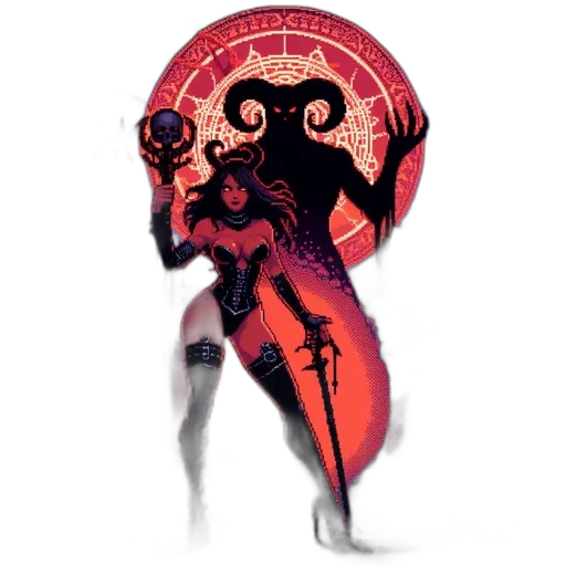 staff, creature, mask, concept art, comic book art, pixel art, fantasy art, red transparent PNG cut-out