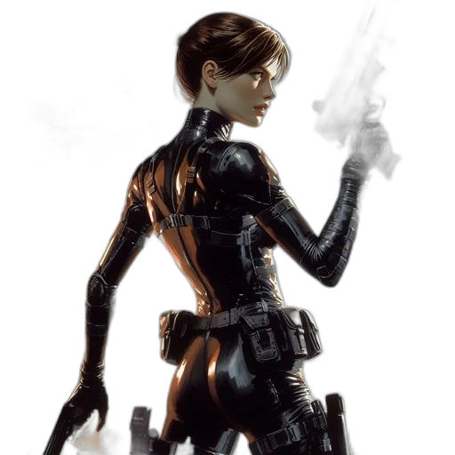 robot, weapon, concept art, cyberpunk, comic book art, fantasy art, futuristic, warrior transparent PNG cut-out