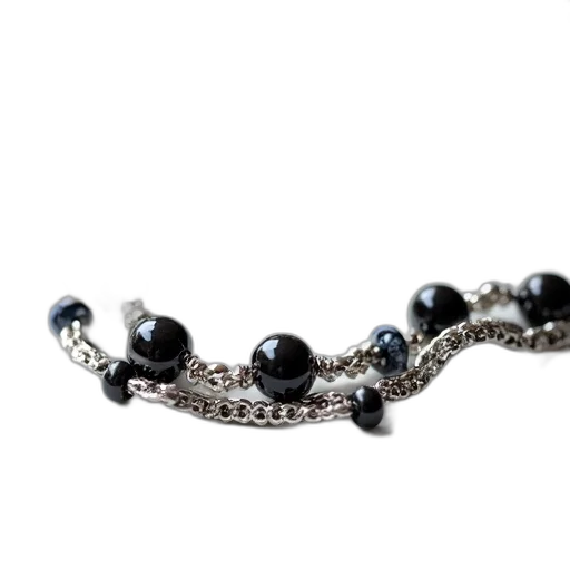 jewelry, crown, close-up, image, silver, chain, black, beads transparent PNG cut-out