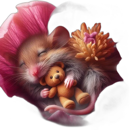 flower, creature, animal, photorealistic, oil painting, concept art, fantasy art, mouse transparent PNG cut-out