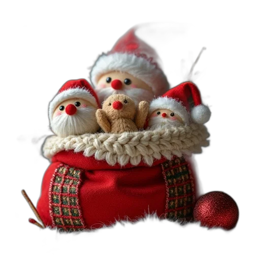 staff, 3d render, photorealistic, small, christmas, bag, filled, holiday transparent PNG cut-out