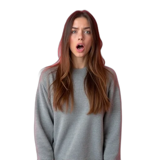 jacket, hair, dress, face, woman, long, standing, against transparent PNG cut-out