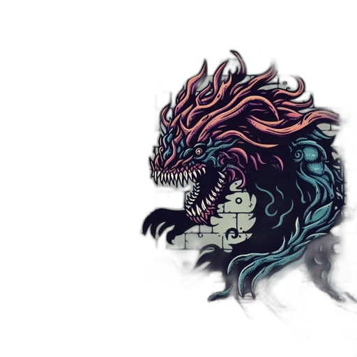 dragon, creature, mask, fantasy art, concept art, pixel art, 3d render, dark transparent PNG cut-out