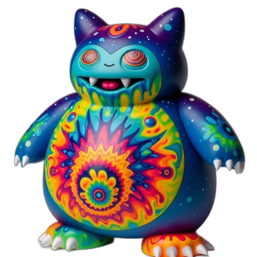 creature, concept art, 3d render, vaporwave, fantasy art, colorful, psychedelic, spiraled transparent PNG cut-out