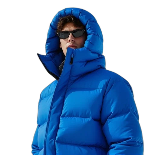 jacket, face, animal, creature, 3d render, blue, original, penguin transparent PNG cut-out