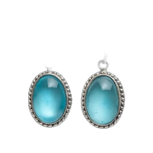 jewelry, pair, silver, earrings, large, round, light, blue transparent PNG cut-out