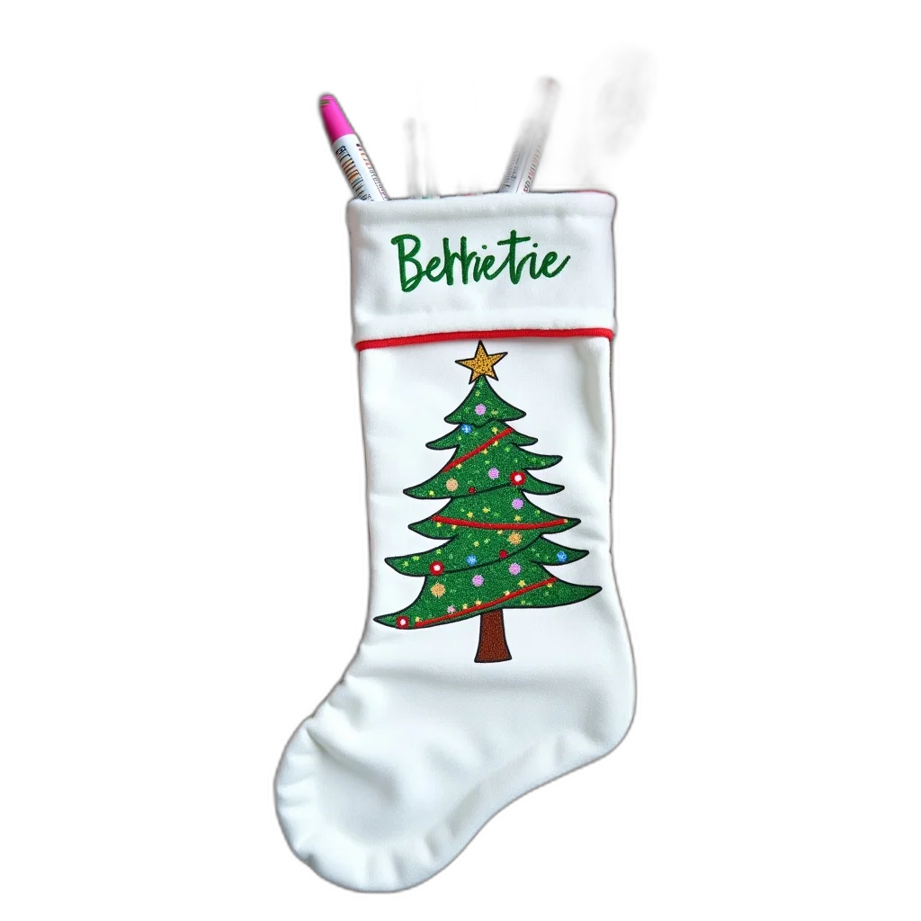 festive, holiday, scene, white, christmas, stocking, adorned, green transparent PNG cut-out