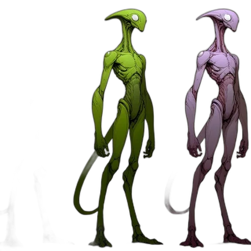 creature, concept art, fantasy art, 3d render, comic book art, outer space, green, neon transparent PNG cut-out