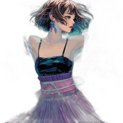 dress, hair, jewelry, crown, watercolor, concept art, photorealistic, fantasy art transparent PNG cut-out