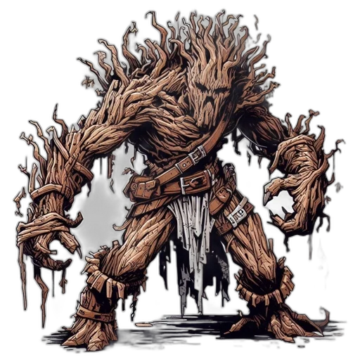 creature, tree, staff, hair, concept art, comic book art, fantasy art, pixel art transparent PNG cut-out