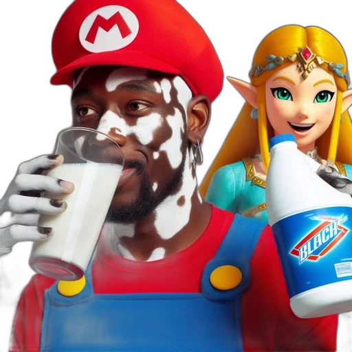 food, bottle, robot, 3d render, concept art, vaporwave, mario, princess transparent PNG cut-out