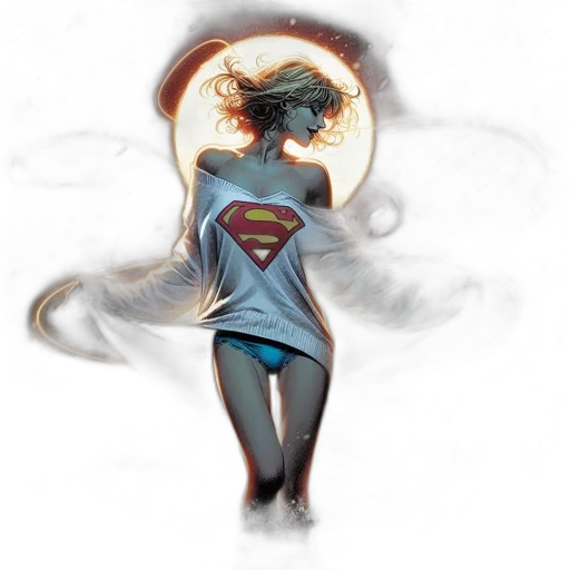 comic book art, concept art, fantasy art, photorealistic, supergirl, stands, body, water transparent PNG cut-out