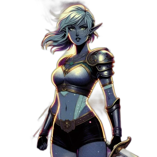 staff, sword, concept art, comic book art, fantasy art, pixel art, blue, dark transparent PNG cut-out